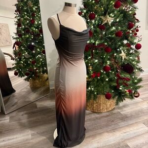 SHEIN Black and Cream Ombre Maxi Dress